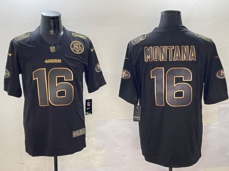 Men San Francisco 49ers #16 Montana Black Gold 2024 Nike Limited NFL Jersey style 01082->san francisco 49ers->NFL Jersey